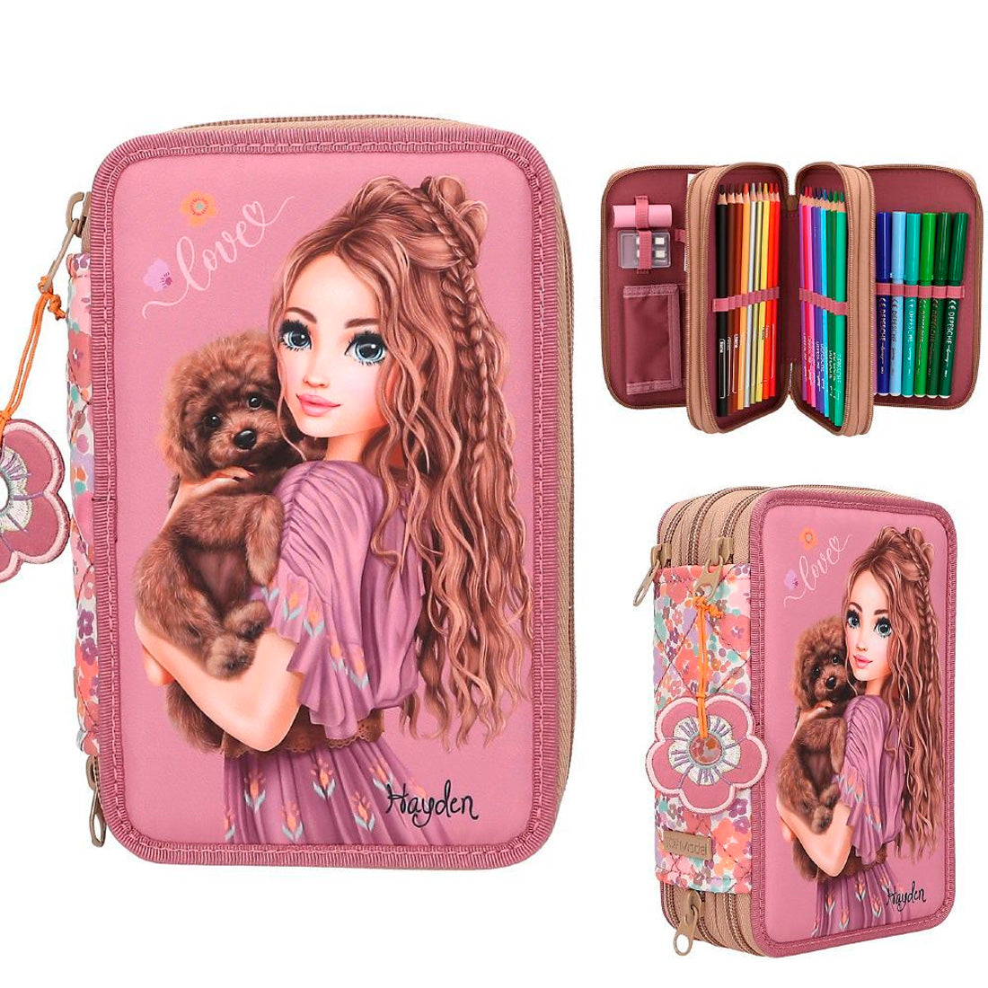 Top model Dolu Kalem Kutusu Çiçek Desenli