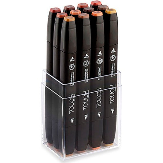 Touch Twin 12'li Set Ahşap Renkler Çift Uçlu Marker Kalem - Sanatsal Çizim ve Boyama Kalemi