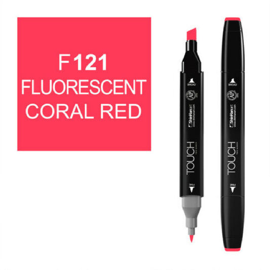 Touch Twin F121 Floresan Mercan Kırmızısı Marker Kalem - Sanatçı Çizim ve Tasarım Kalemi