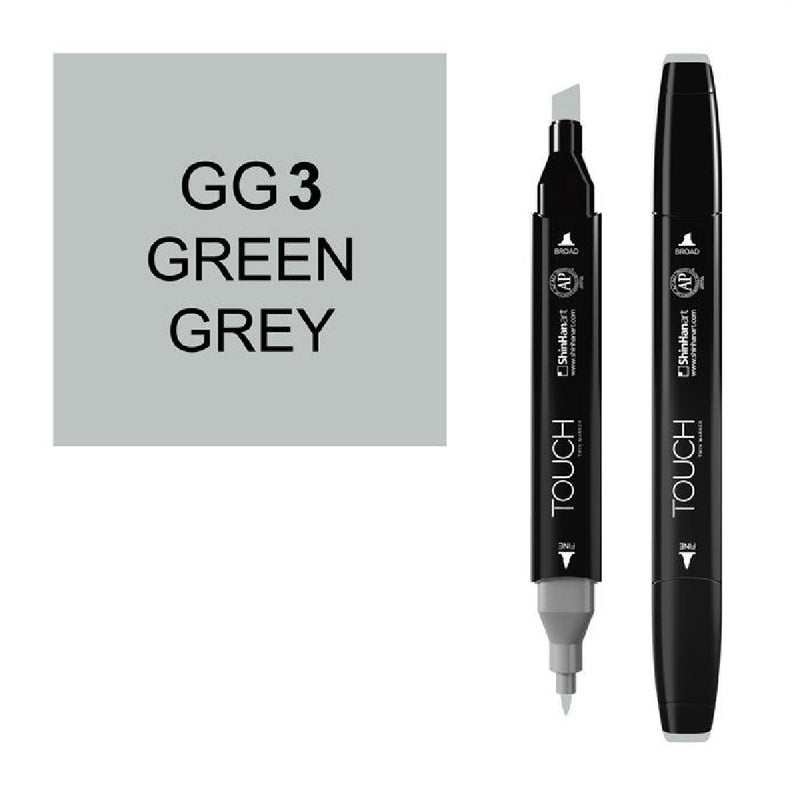 Touch Twin GG3 Yeşil Gri Marker Kalem - Sanatsal Çizim, Tasarım ve Boyama Kalemi