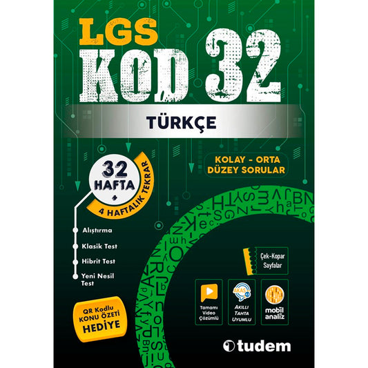 Tudem Yayınları KOD 32 LGS Türkçe 32 Hafta 4 Haftalık Tekrar