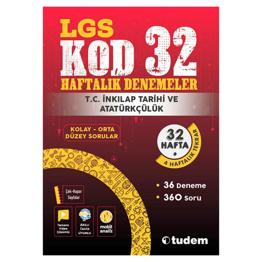 Tudem Yayınları LGS İnkılap Tarihi Ve Atatürkçülük Kod 32 Haftalık Deneme