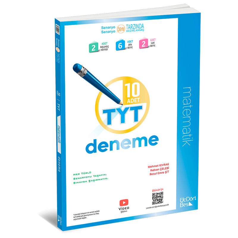 Üç Dört Beş Yayınları AYT Matematik 10'lu Deneme 2024