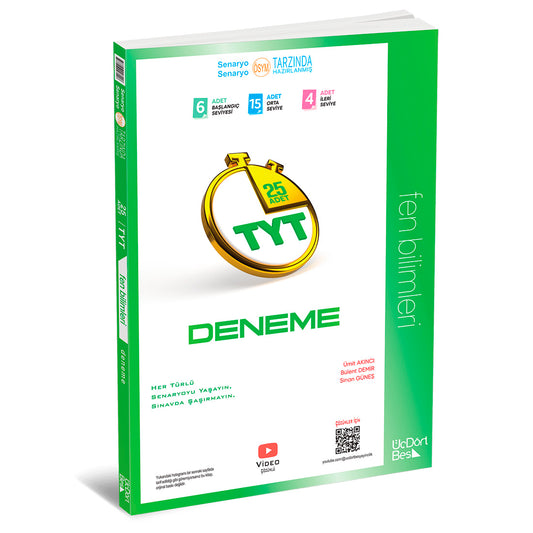 Üç Dört Beş Yayınları TYT Fen Bilimleri 25 Deneme