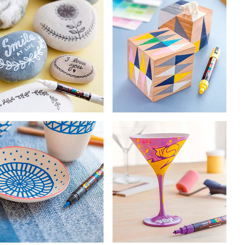 Uni-Ball PC-5M Posca 0.8-2.5 mm Metalik Mor Su Bazlı Poster Markör Kalem - Sanat, Çizim, Boy