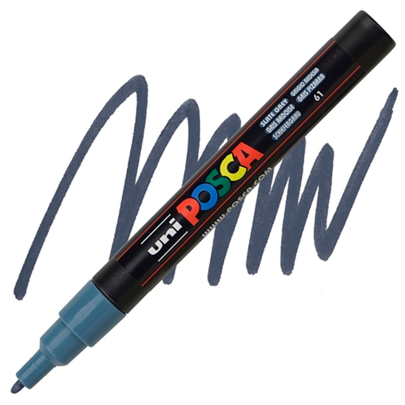 Uni-Ball Posca 0.9-1.3 mm Kurşun Gri Su Bazlı Poster Markör Kalem - Sanatsal Çizim ve Boyama Kalemi