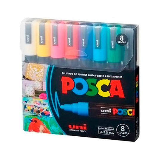 Uni-Ball Posca Boya Markörü Setleri 8 Renkli Orta Boy Set PC-3M