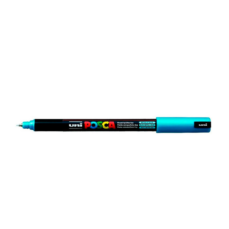 Uni-Ball Posca Metalik Mavi 0.7 mm Su Bazlı Poster Markör Kalem - Sanatsal Çizim, Boyama ve Dekorasyon Kalemi