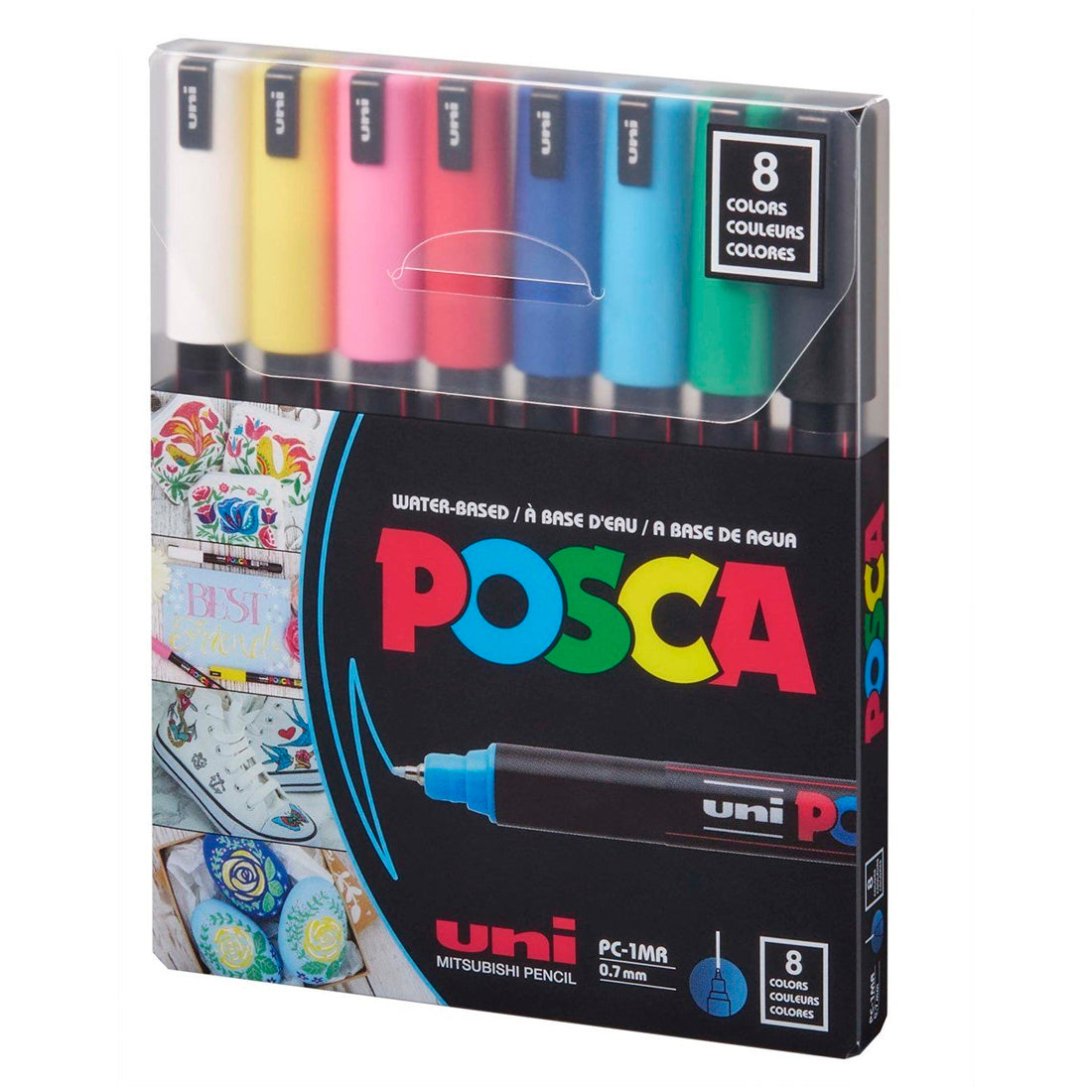 Uni Posca 0.7 Su Bazlı Ana Renk 8'li Poster Markörü PC-1MR/8C Set