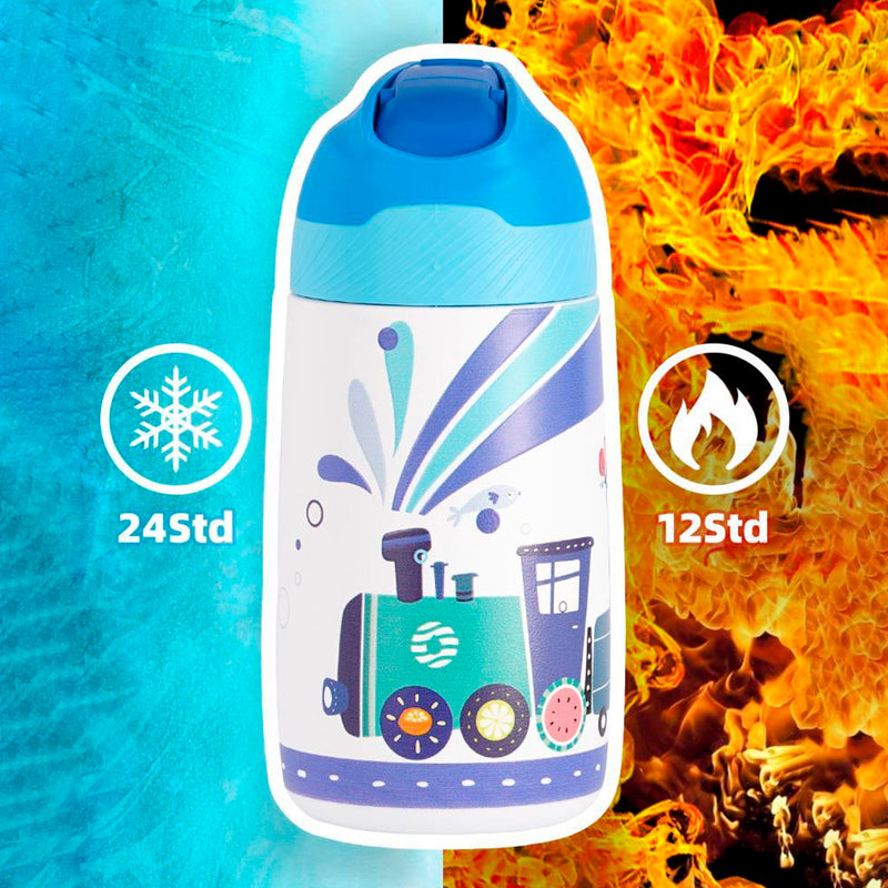 Uzspace Vagonlife 350 Ml. Mavi Beyaz Pipetli Çelik Matara 2055