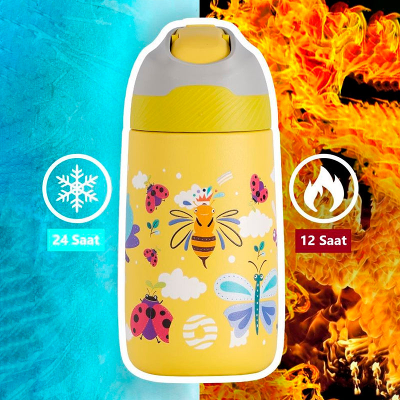Uzspace Vagonlife 350 Ml. Sarı Pipetli Çelik Matara 2055
