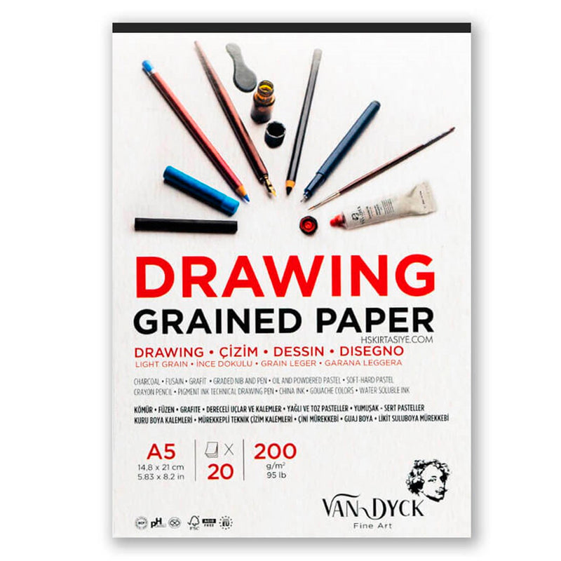 Van Dyck A5 200 gr 20 Sayfa Çizim Defteri - Eskiz, Sanat ve Not Tutma Defteri