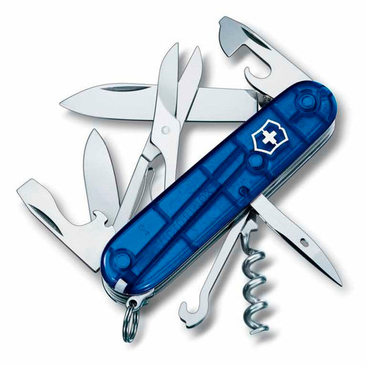 Victorinox Climber Mavi Şeffaf Çakı - Çok Amaçlı Kamp ve Outdoor Cep Çakısı