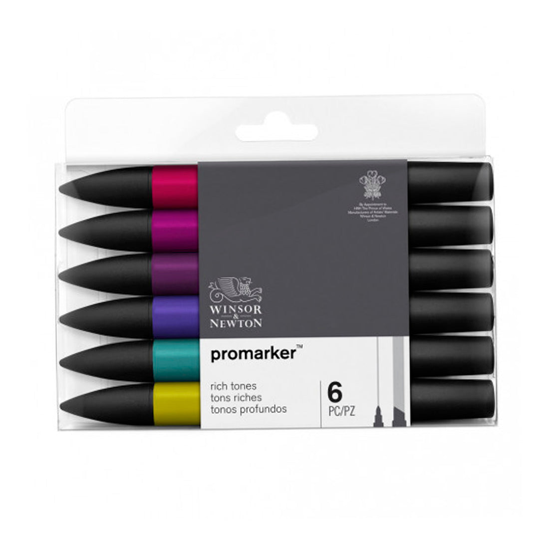 Winsor & Newton Promarker 6'lı Zengin Tonları Seti - Sanat, Çizim ve Tasarım Marker Kalemi