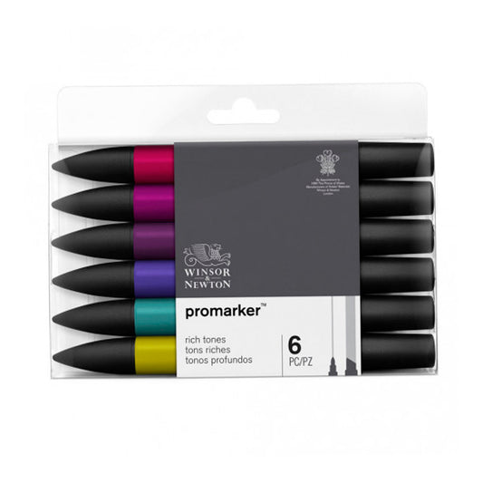 Winsor & Newton Promarker 6'lı Zengin Tonları Seti - Sanat, Çizim ve Tasarım Marker Kalemi