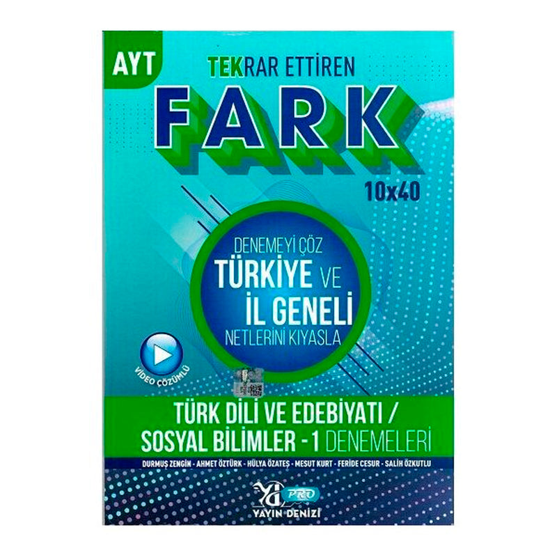 Yayın Denizi Yayınları  AYT Türk Dili ve Edebiyatı Sosyal Bilimler 1 Fark Tekrar Ettiren 10x40 Denemeleri