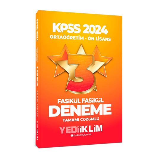 Yediiklim Yayınları Genel Yetenek Genel Kültür Ortaöğretim Önlisans Tamamı Çözümlü 3 Yıldız Fasikül Deneme