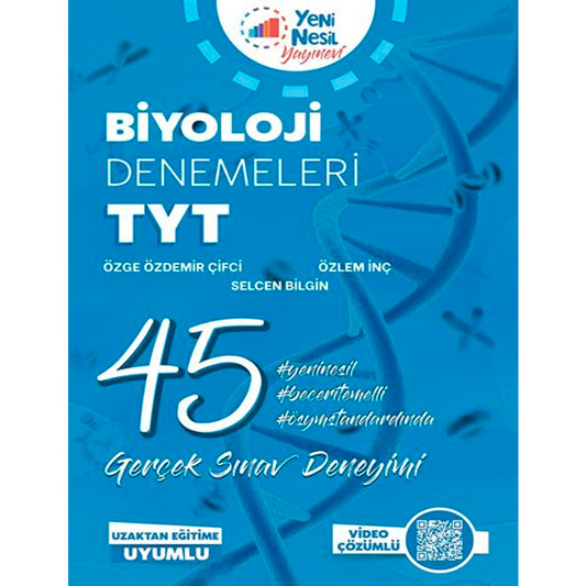 Yeni Nesil Yayınları TYT Biyoloji 45 Deneme Sınavı
