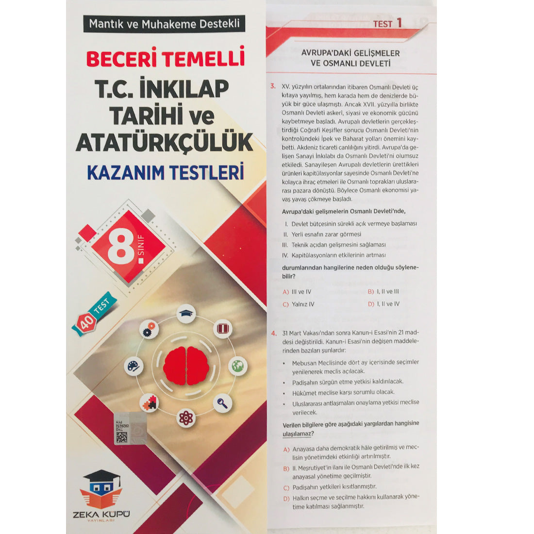 Zeka Küpü Yayınları 8. Sınıf T.C. İnkılap Tarihi ve Atatürkçülük Beceri Temelli Kazanım Testleri