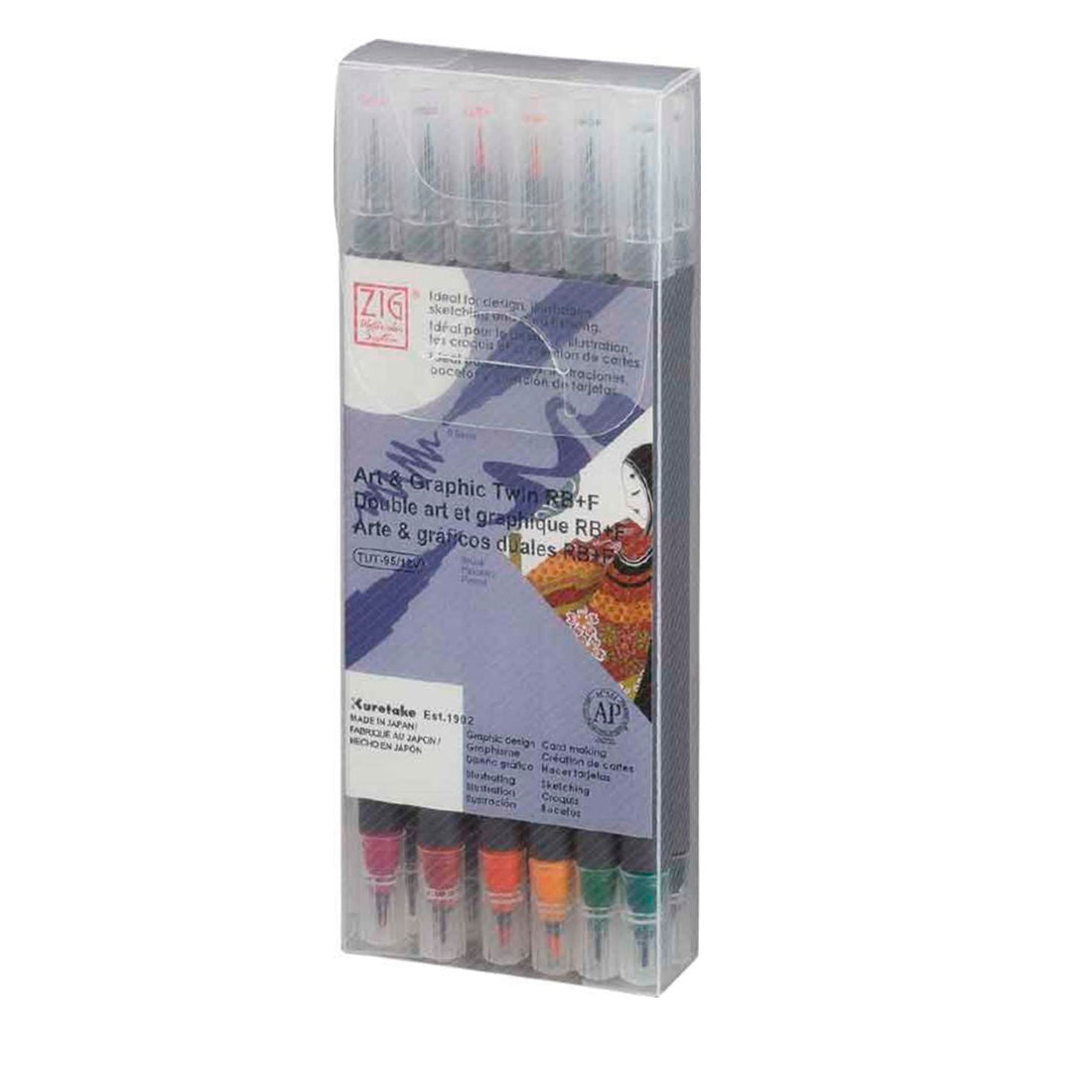 Zig Art & Graphic Twin RB+F Deep 12'li Çift Uçlu Çizim Kalemi Set - Eskiz, İllüstrasyon ve Sanatsal Çiz