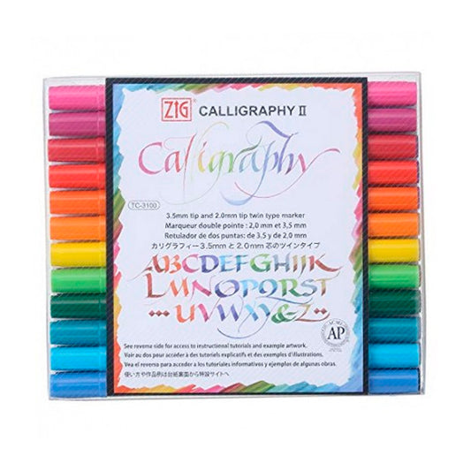 Zig Calligraphy II 12'li Çift Tarafı Kaligrafi Kalemi - Yazı Sanatı, Hat ve Çizim Kalem Seti