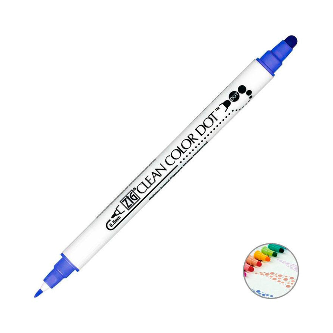 Zig Clean Color Dot Mavi Çift Taraflı Kalem - Sanatsal Çizim ve Boyama Markeri