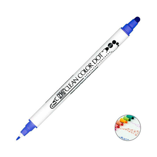 Zig Clean Color Dot Mavi Çift Taraflı Kalem - Sanatsal Çizim ve Boyama Markeri