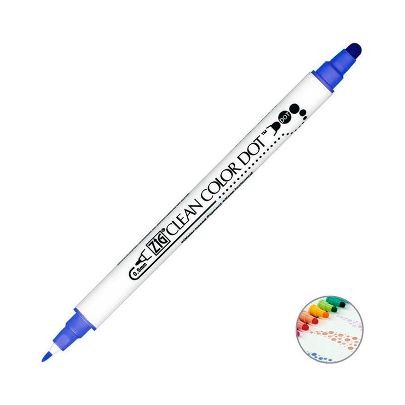 Zig Clean Color Dot Mavi Çift Taraflı Kalem - Sanatsal Çizim ve Boyama Markeri