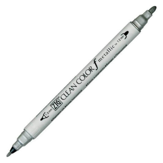 Zig Clean Color F Metallic Silver Çift Taraflı Kalem - Sanatsal Çizim, Boyama ve İllüstrasyon Markeri