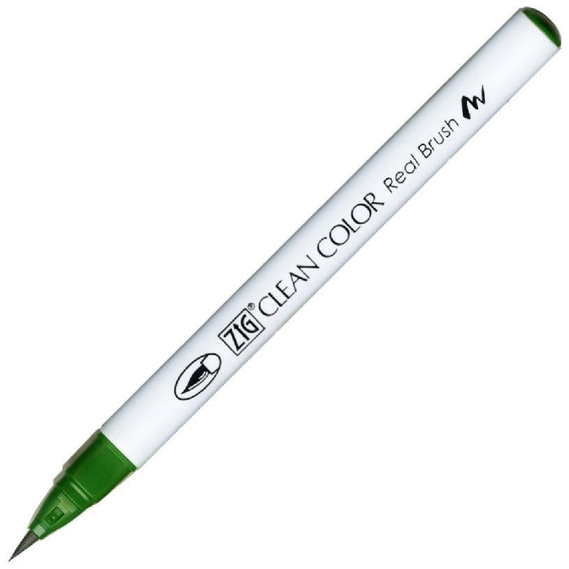 Zig Clean Color Real Brush Koyu Yeşil Fırça Uçlu Kalem - Sanatsal Çizim, İllüstrasyon ve Suluboya Etkili Marker