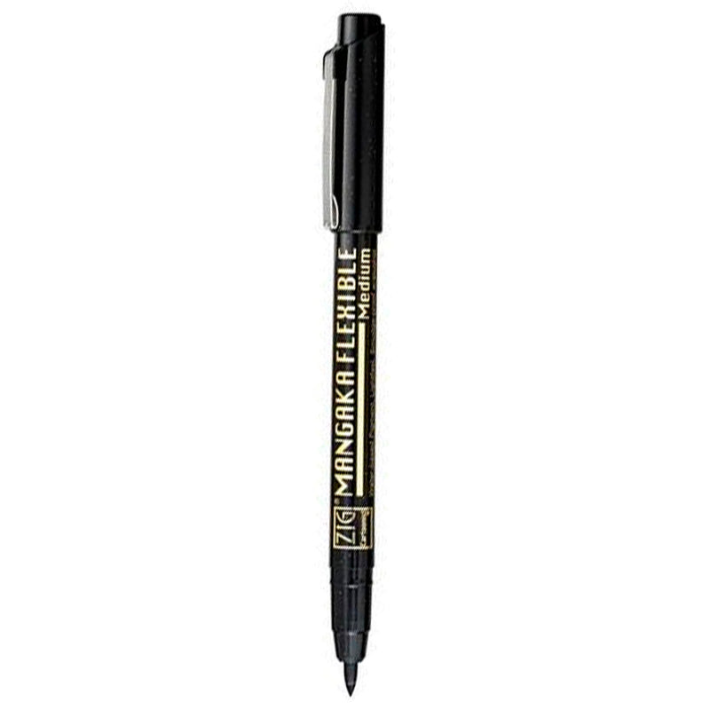 Zig Flexıble Mangaka Medium Siyah Çizim Kalemi - Sanatsal Eskiz ve İllüstrasyon Kalemi