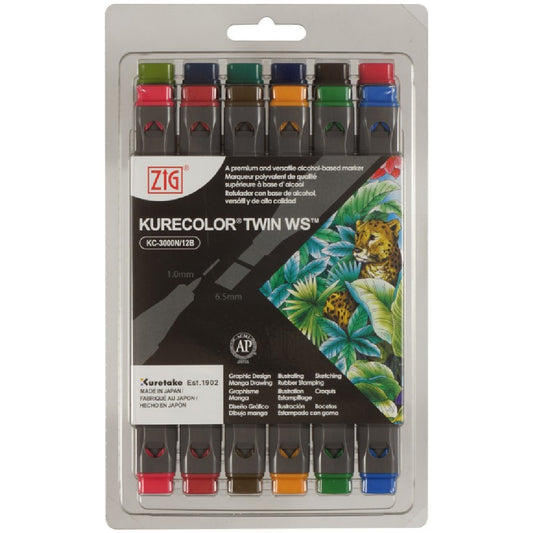 Zig Kurecolor Twin Derin Renkler 12'li Marker Set - Sanatsal Çizim ve Tasarım Kalemi