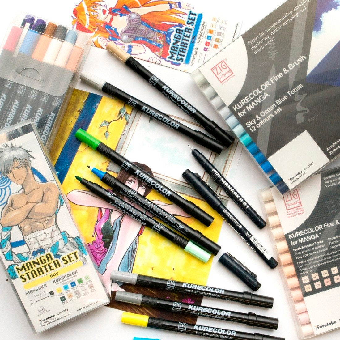 Zig Mangaka Fine&Brush Cobalt Blue Kalem - Manga Çizim ve Sanat Markeri